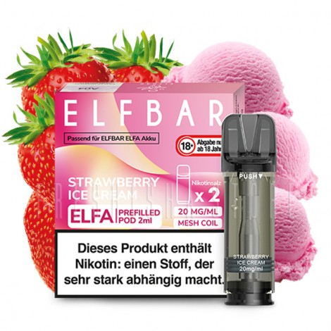 Elfbar - ELFA - Prefilled Pod - Strawberry Ice Cream - 2ml - 2er Pack